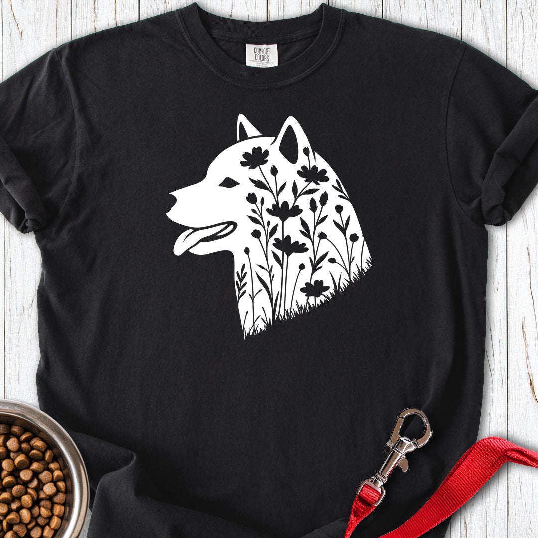 Shiba Inu Flowers Premium Tee — Black