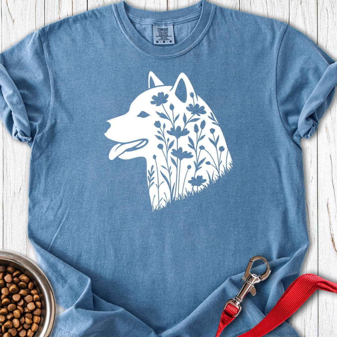 Shiba Inu Flowers Premium Tee — Blue Jean