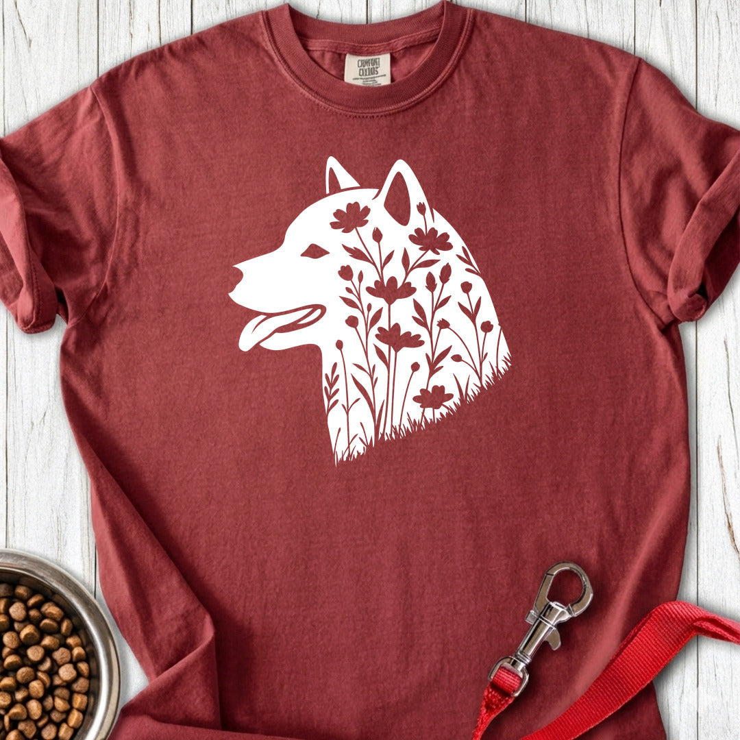 Shiba Inu Flowers Premium Tee — Brick