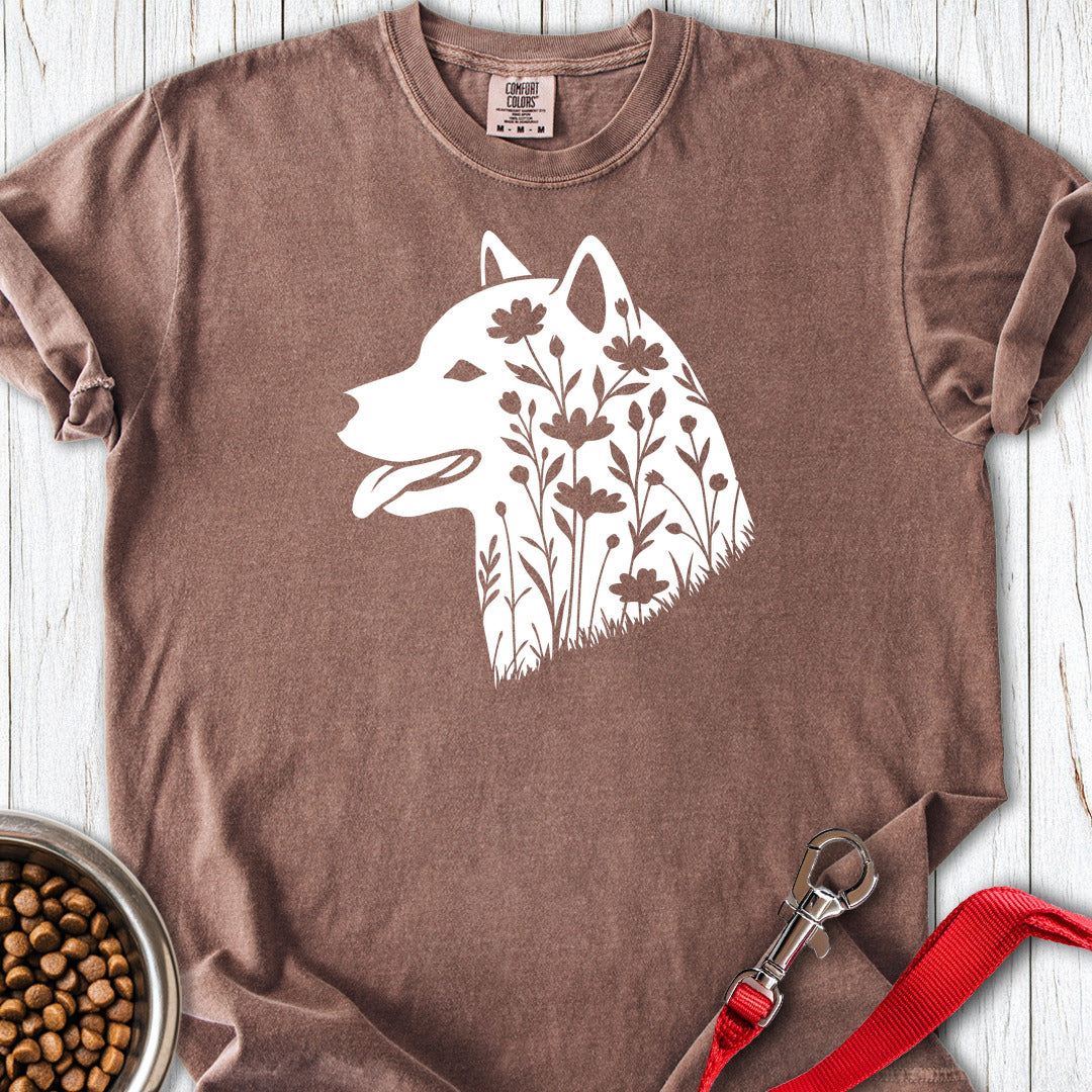 Shiba Inu Flowers Premium Tee — Espresso