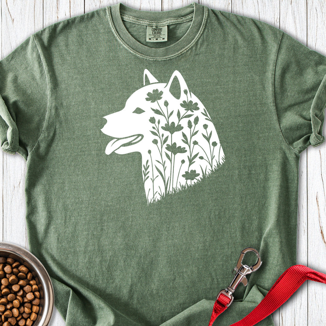 Shiba Inu Flowers Premium Tee — Moss