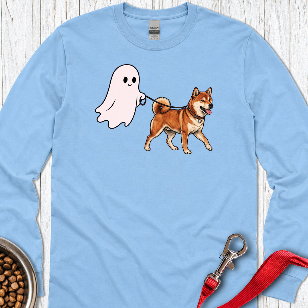 Shiba Inu Ghost Walk Long Sleeve — Carolina Blue