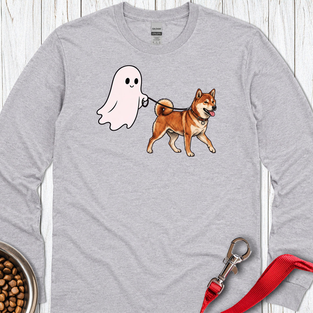 Shiba Inu Ghost Walk Long Sleeve — Sport Grey
