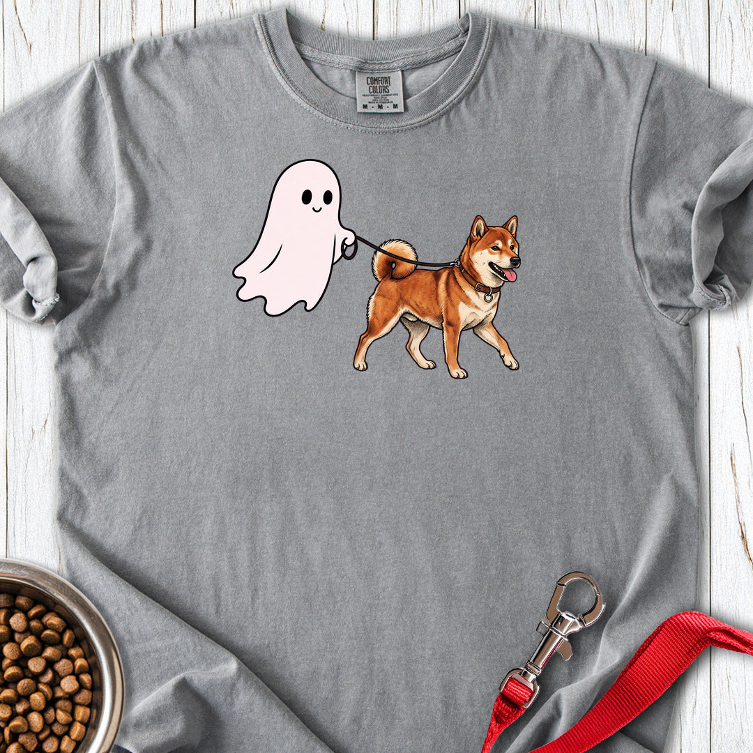 Shiba Inu Ghost Walk Premium Tee — Grey