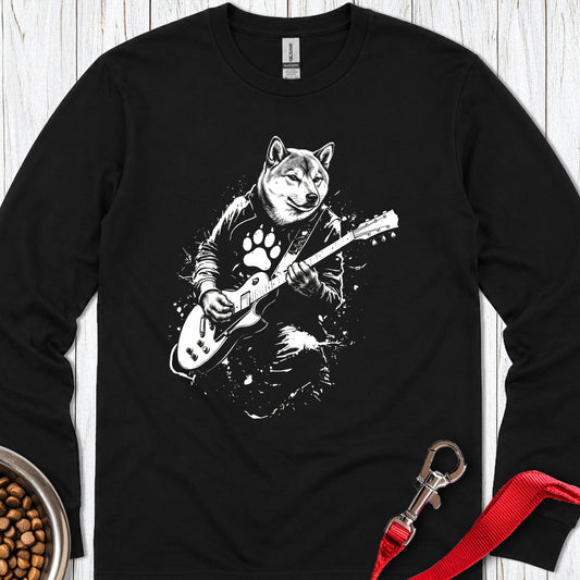 Shiba Inu Guitar Long Sleeve — Black