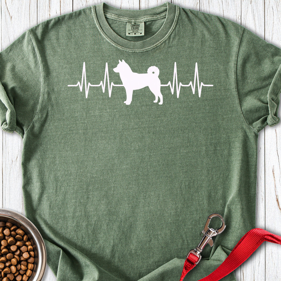 Shiba Inu Heartbeat Premium Tee — Moss