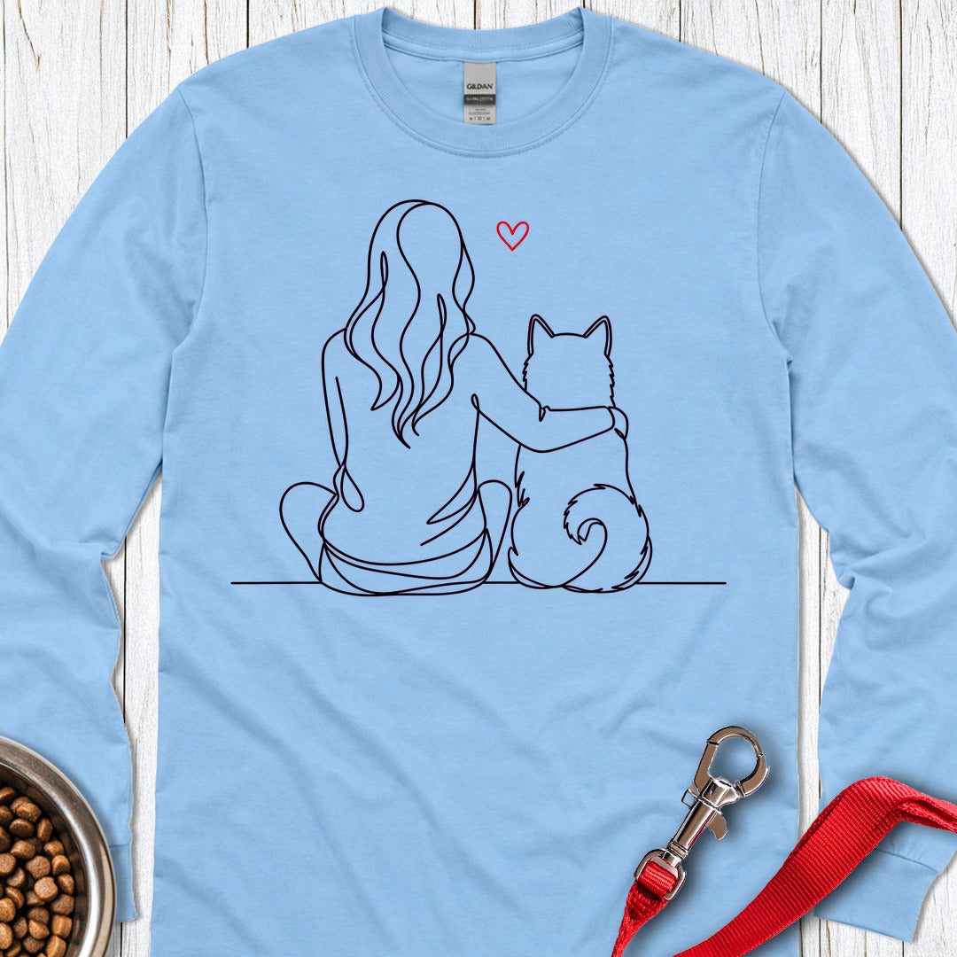Shiba Inu Lineart Long Sleeve — Carolina Blue