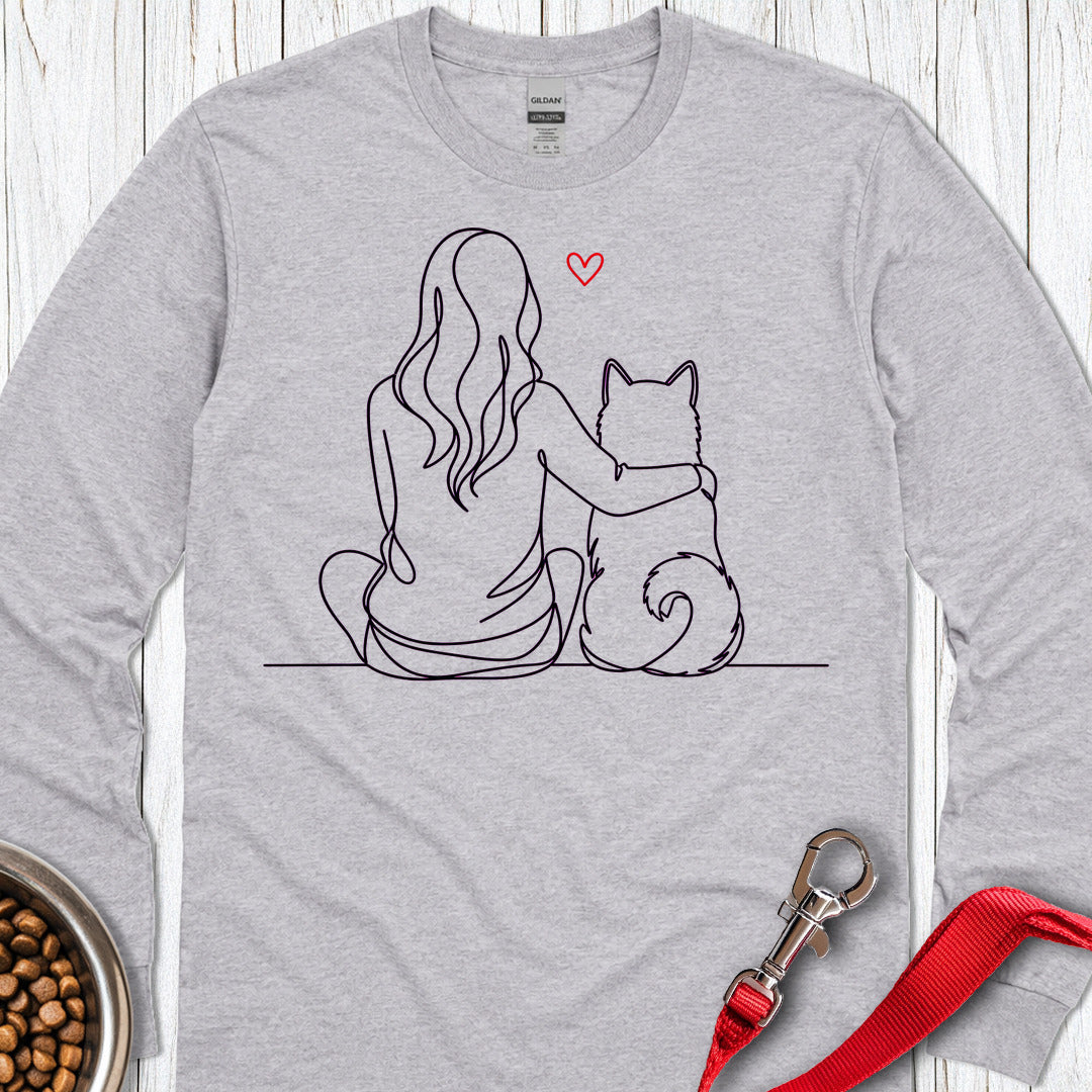 Shiba Inu Lineart Long Sleeve — Sport Grey