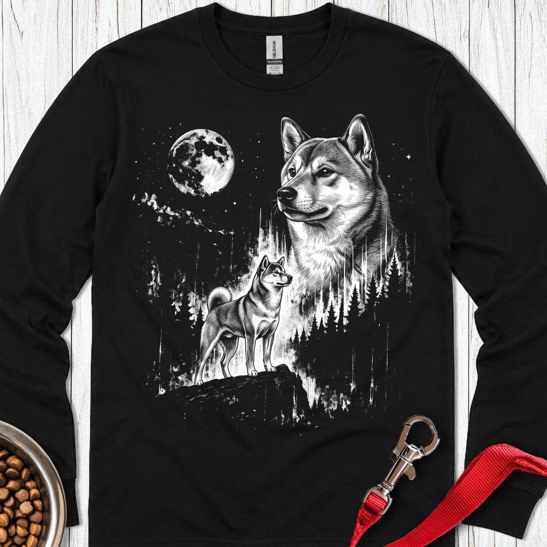 Shiba Inu Moonlight Long Sleeve — Black