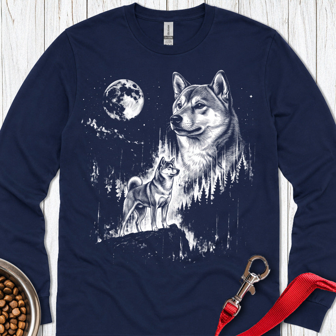 Shiba Inu Moonlight Long Sleeve — Navy