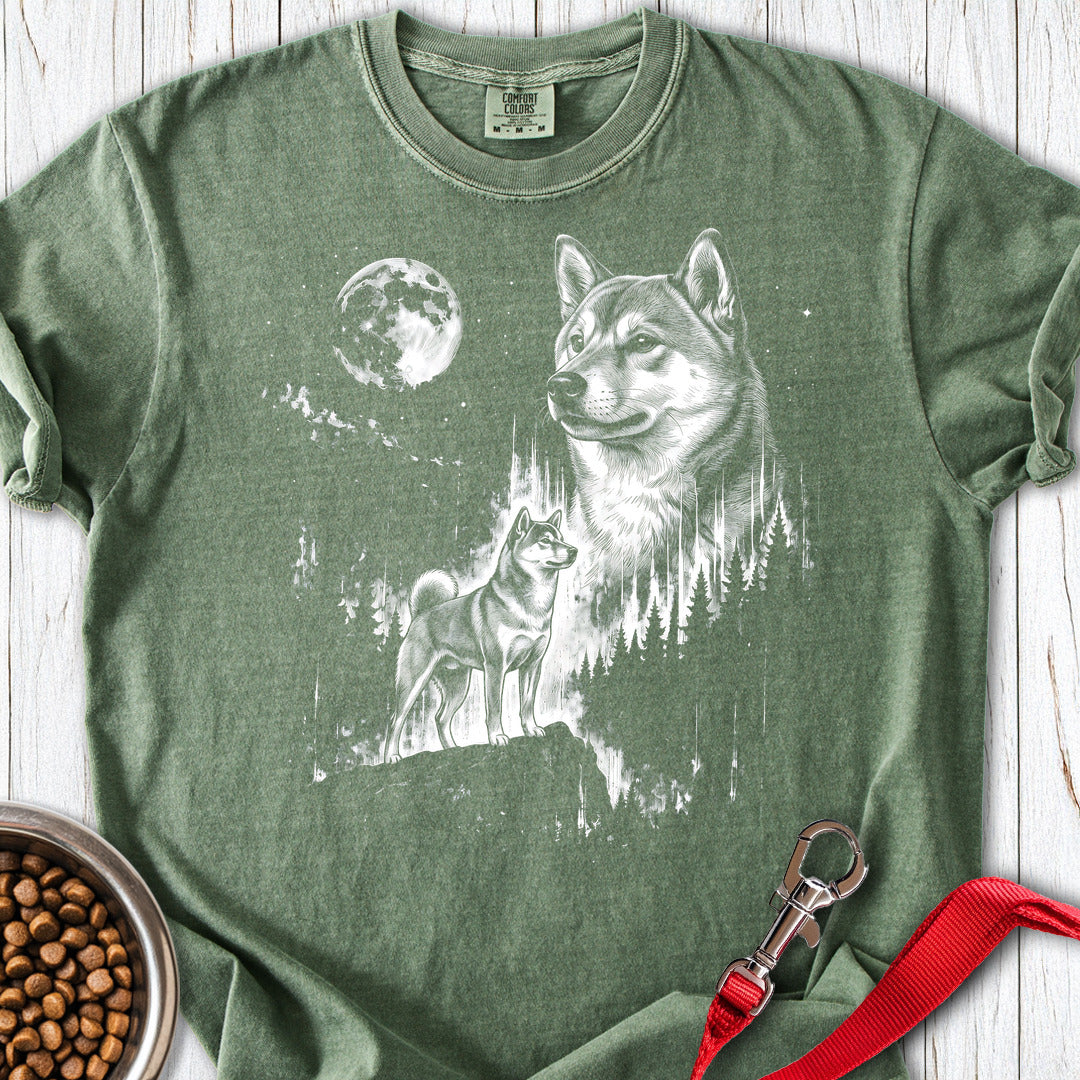 Shiba Inu Moonlight Premium Tee — Moss