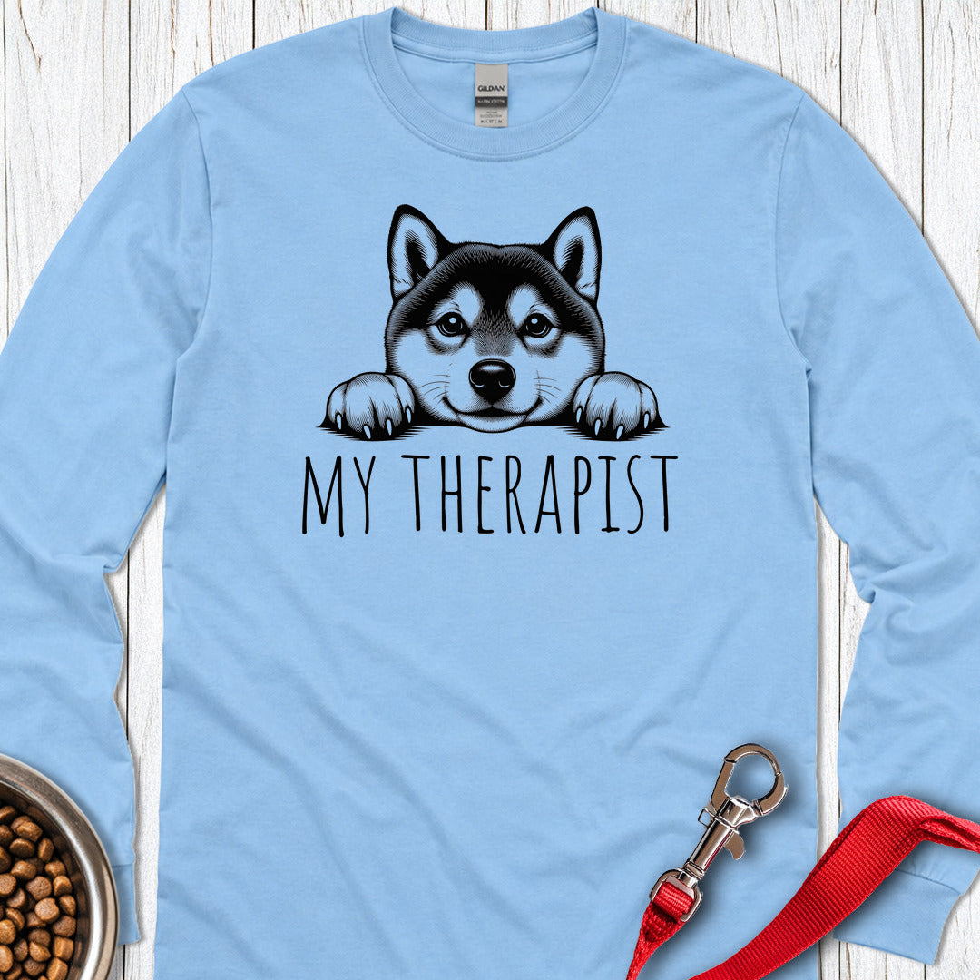 Shiba Inu My Therapist Long Sleeve — Carolina Blue