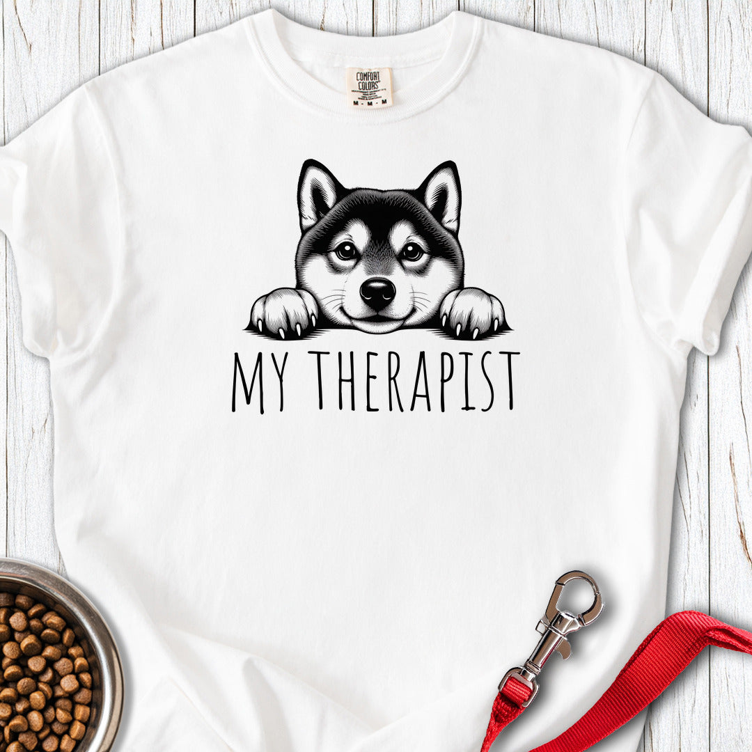 Shiba Inu My Therapist Premium Tee — White