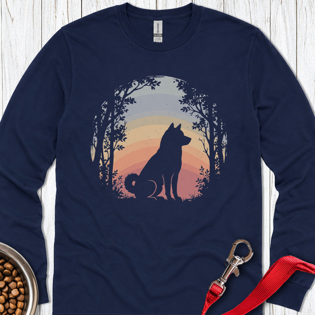 Shiba Inu Nature Long Sleeve — Navy