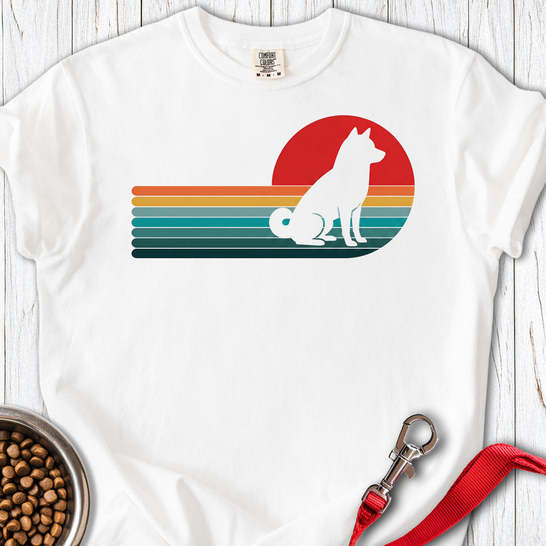 Shiba Inu Retro Sunset Premium Tee — White