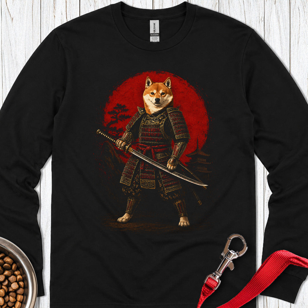 Shiba Inu Samurai II Long Sleeve — Black