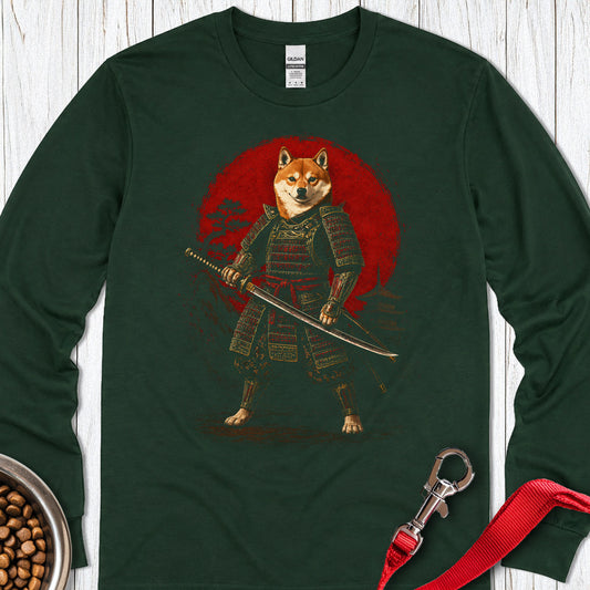 Shiba Inu Samurai II Long Sleeve — Forest Green