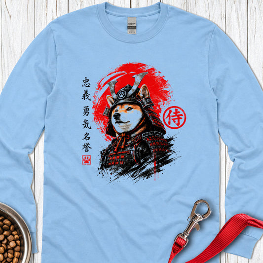 Shiba Inu Samurai Long Sleeve — Carolina Blue