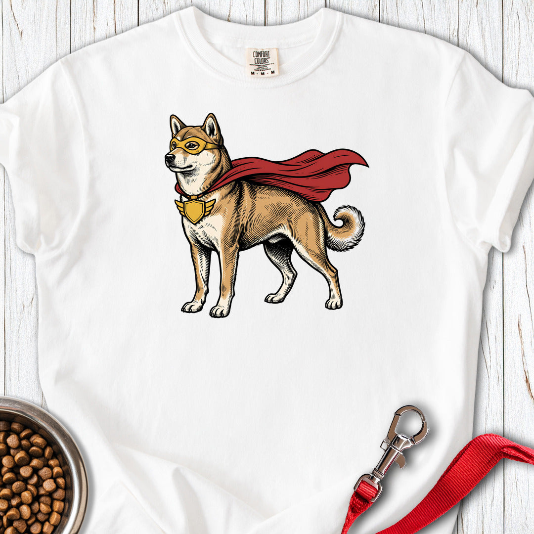 Shiba Inu Superhero Premium Tee White