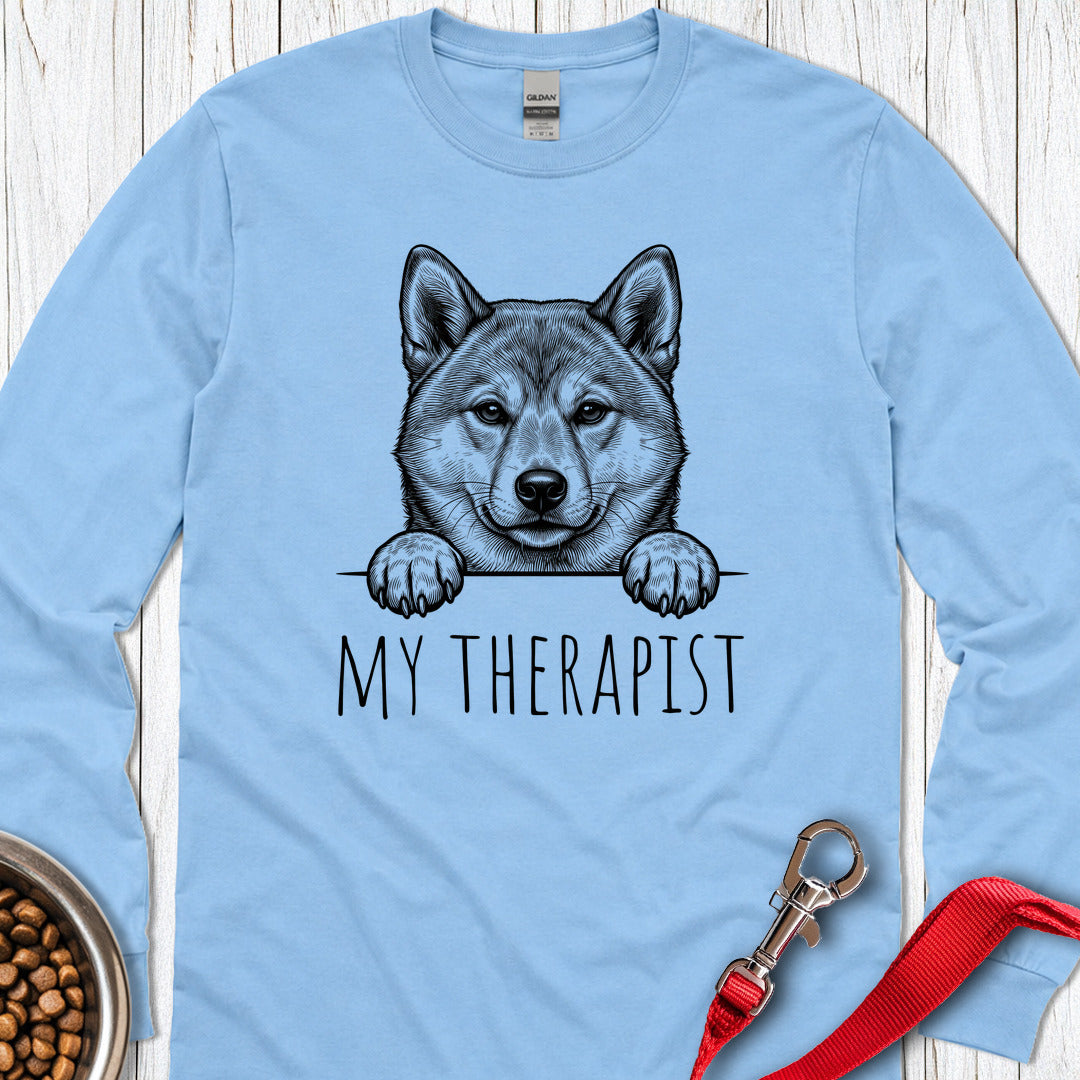 Shiba Inu Therapist Long Sleeve — Carolina Blue