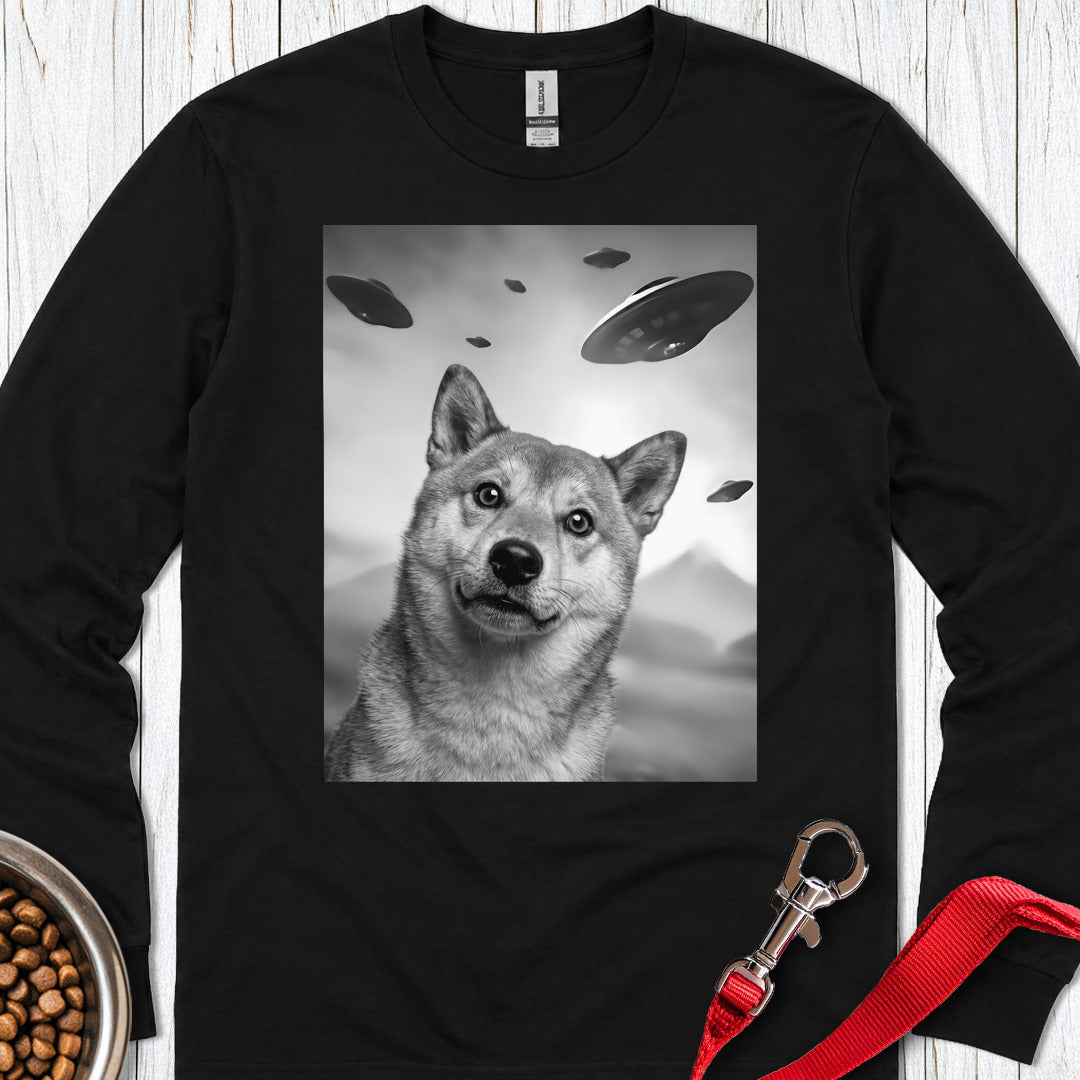 Shiba Inu UFO Long Sleeve — Black