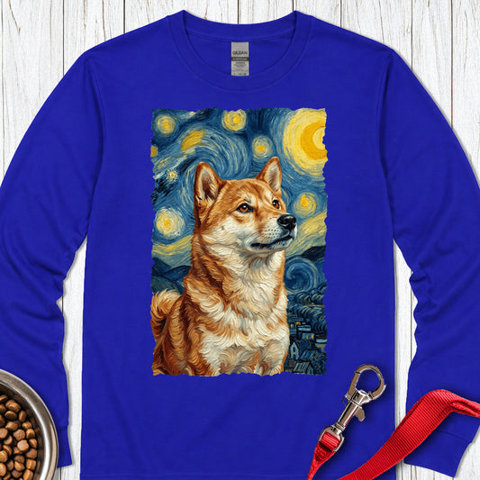 Shiba Inu Van Gogh Long Sleeve — Royal