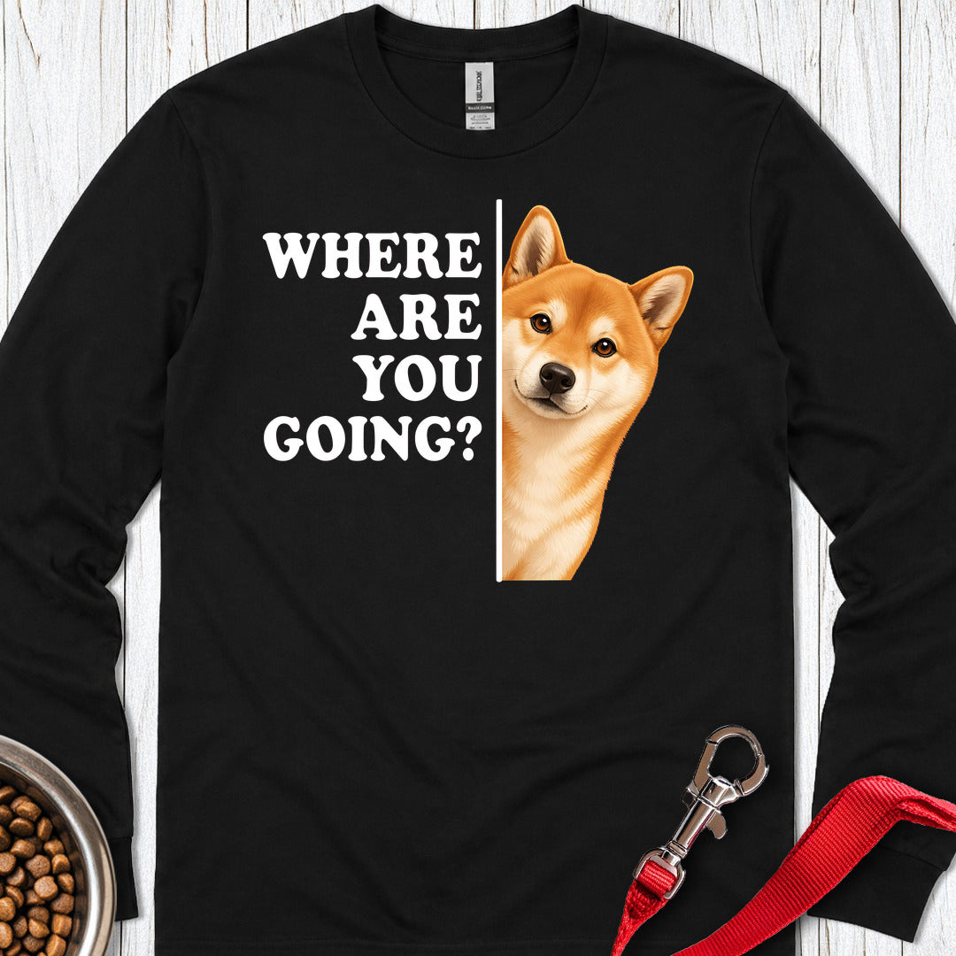 Shiba Inu Where Are You Going Long Sleeve — Black