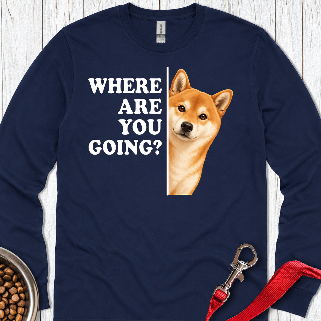 Shiba Inu Where Are You Going Long Sleeve — Navy