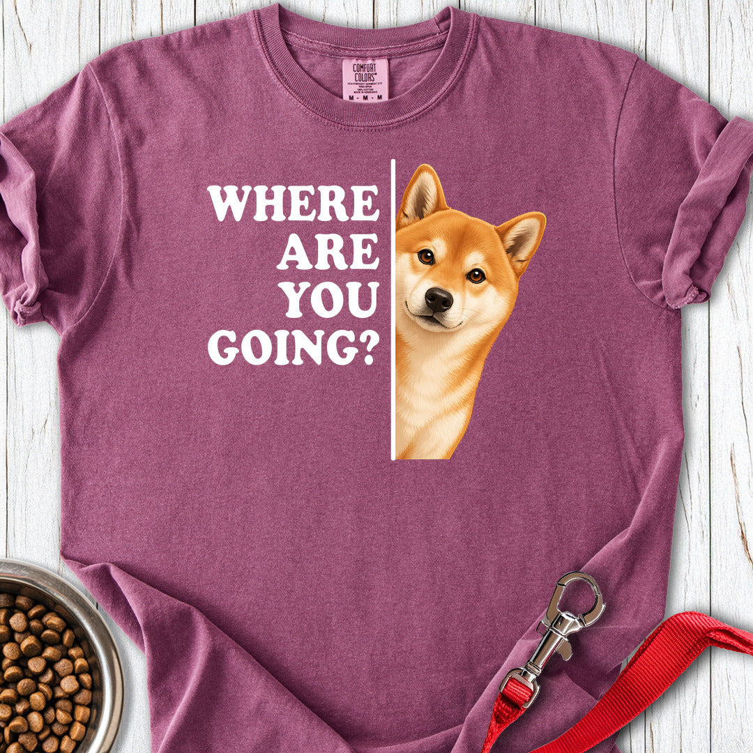 Shiba Inu Where Are You Going Premium Tee — Berry
