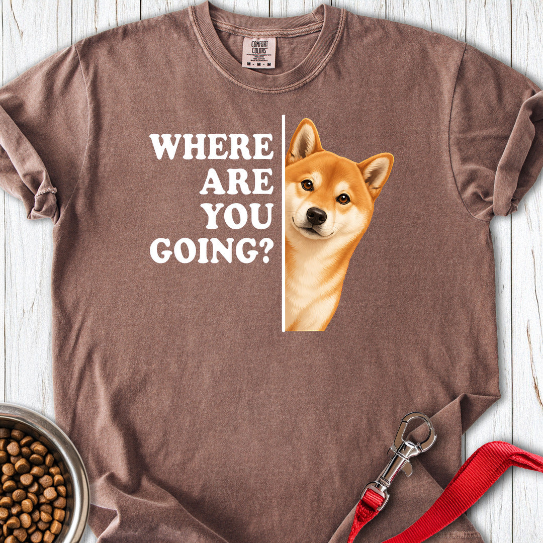 Shiba Inu Where Are You Going Premium Tee — Espresso
