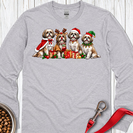 Shih Tzu Christmas Group Long Sleeve — Sport Grey