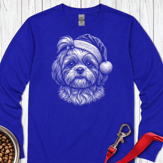Shih Tzu Christmas Santa Hat Long Sleeve — Royal