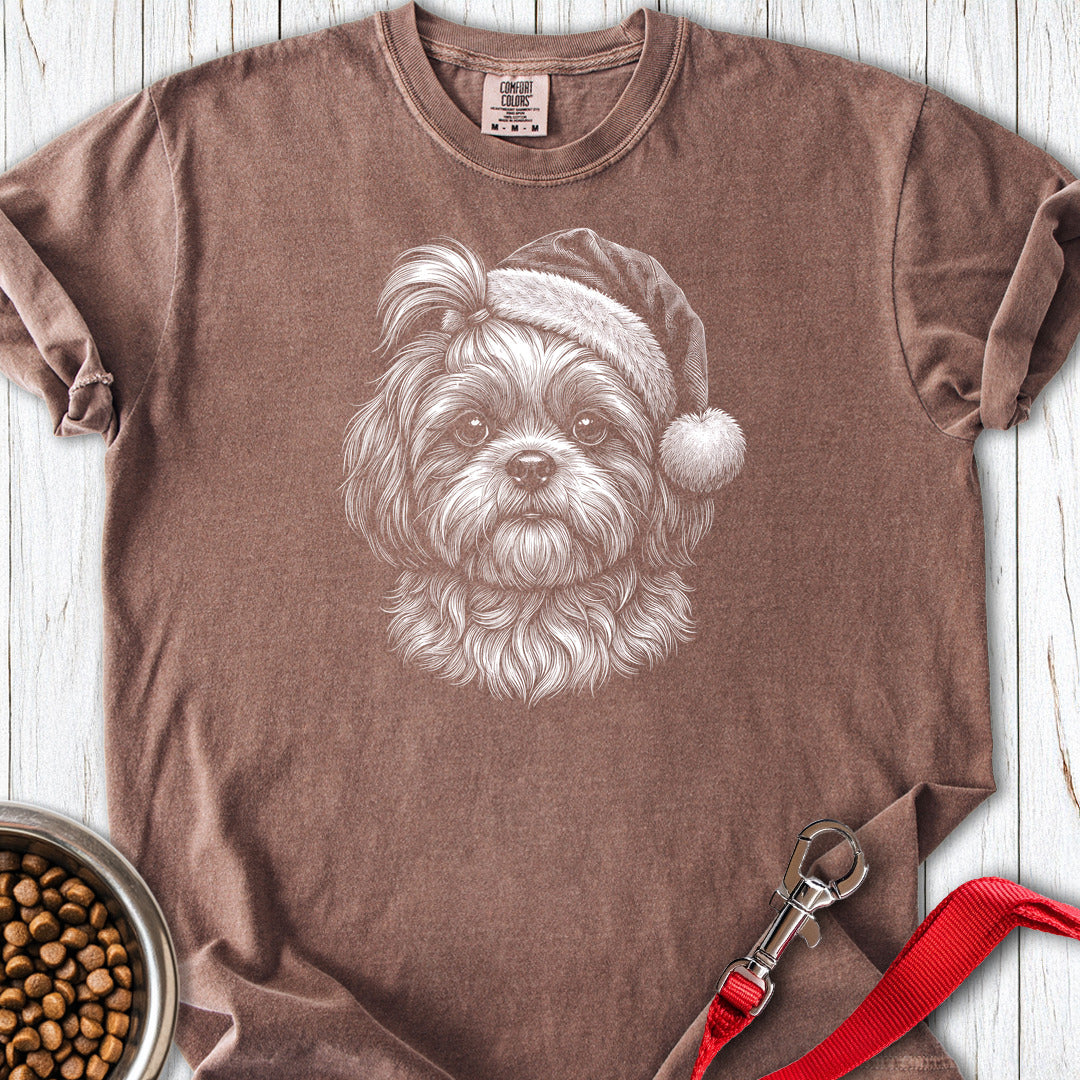 Shih Tzu Christmas Santa Hat Premium Tee Espresso