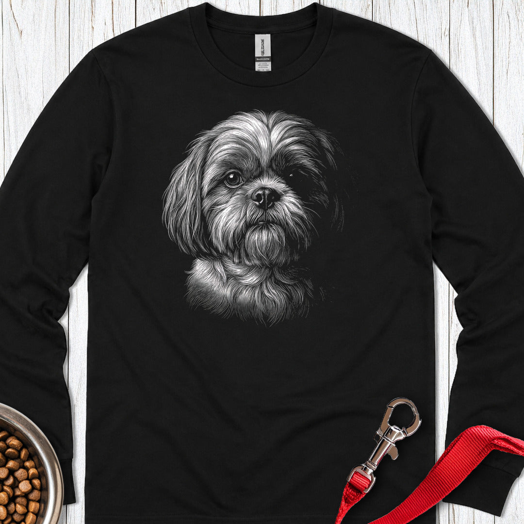 Shih Tzu Engraved Long Sleeve — Black