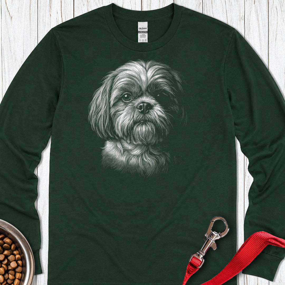 Shih Tzu Engraved Long Sleeve — Forest Green