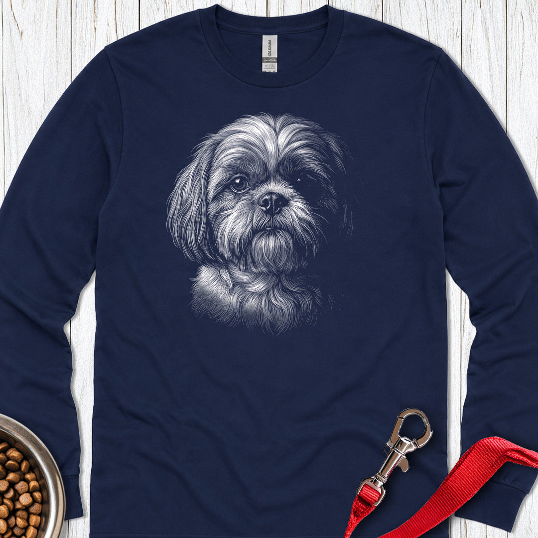 Shih Tzu Engraved Long Sleeve — Navy