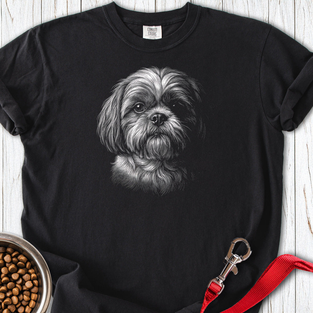 Shih Tzu Engraved Premium Tee — Black