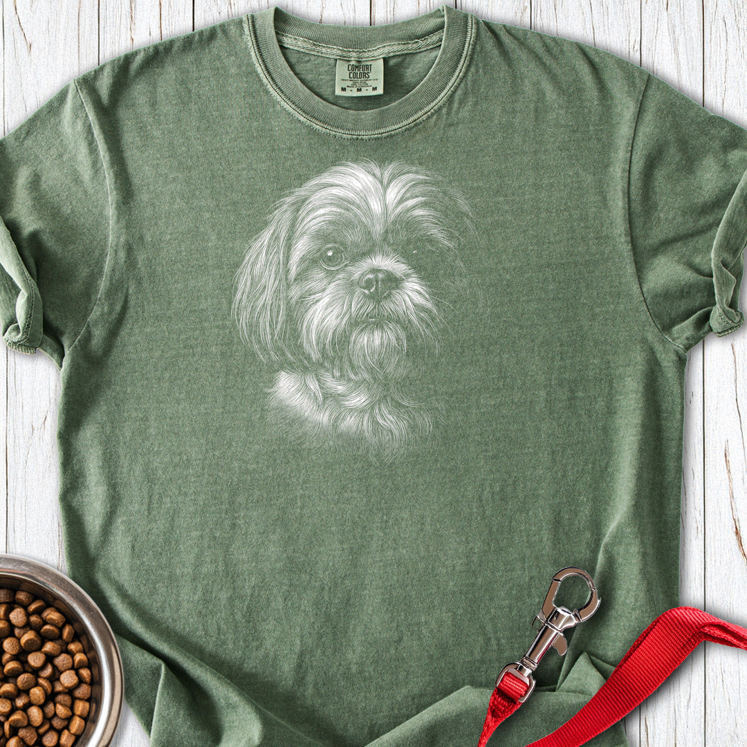 Shih Tzu Engraved Premium Tee — Moss