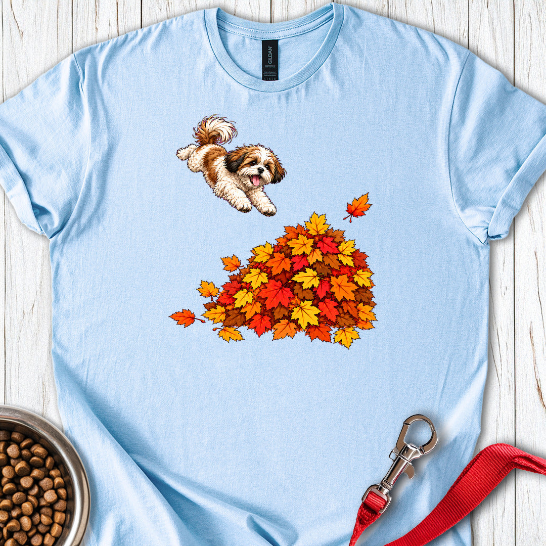 Shih Tzu Fall Leaves — Light Blue
