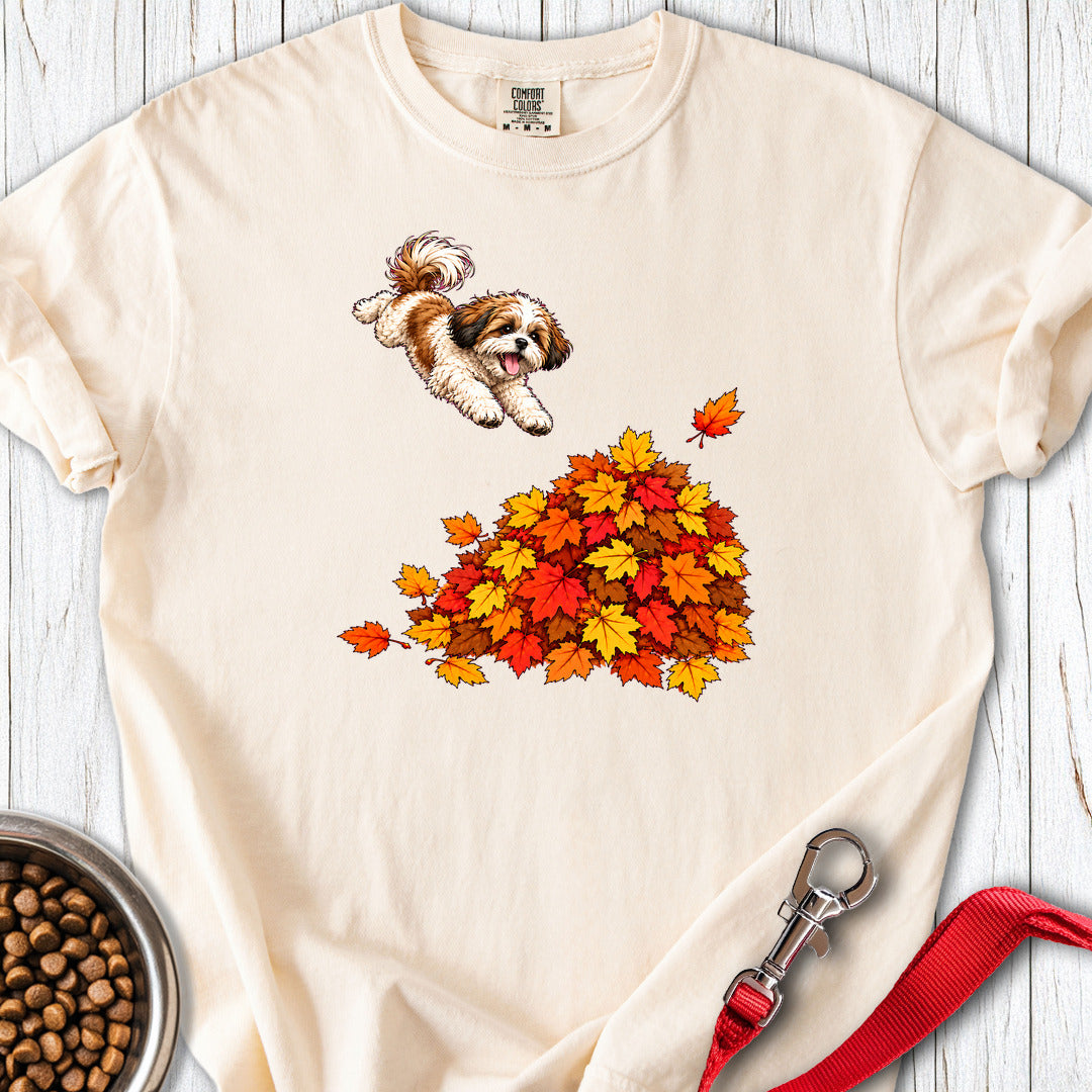 Shih Tzu Fall Leaves Premium Tee — Ivory