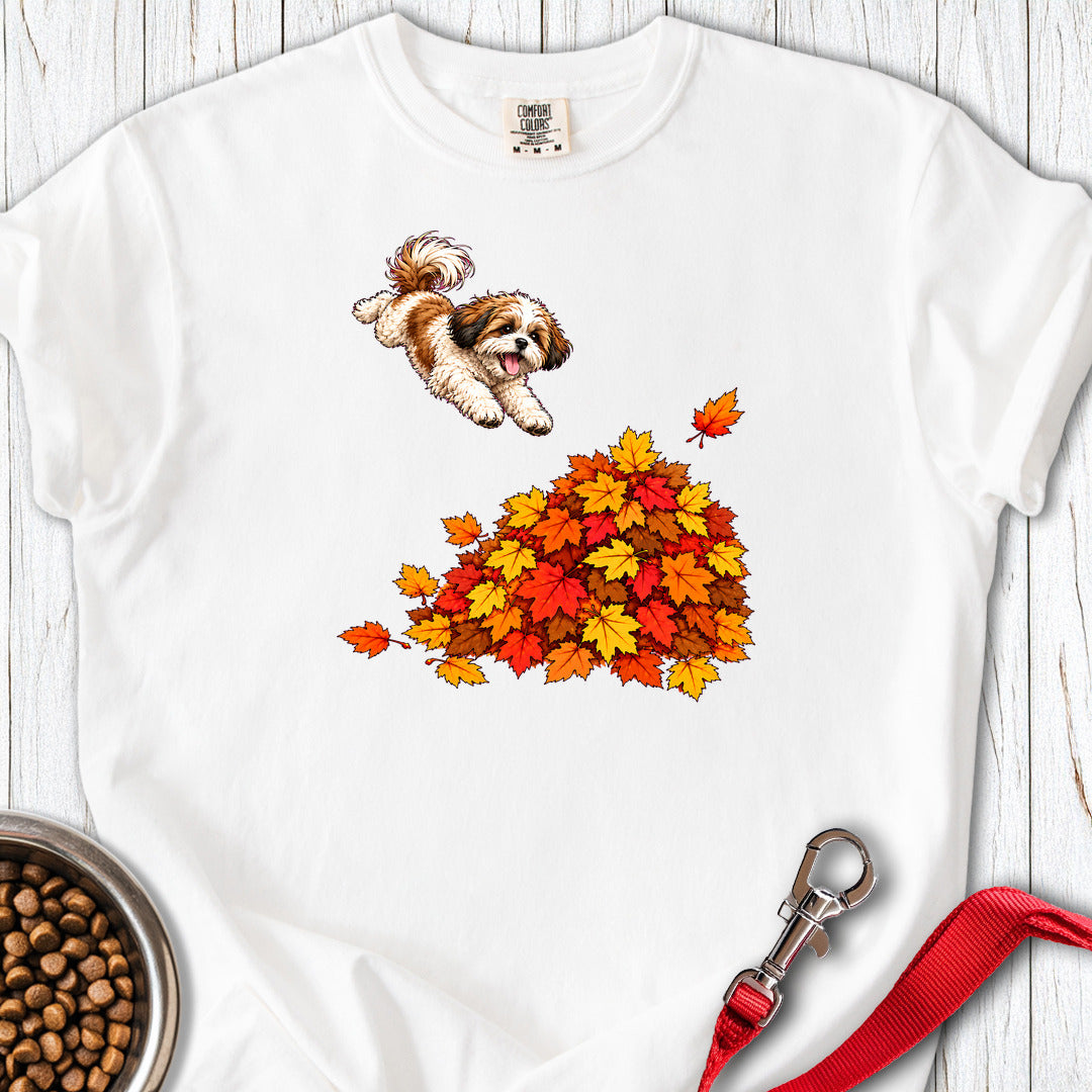 Shih Tzu Fall Leaves Premium Tee — White