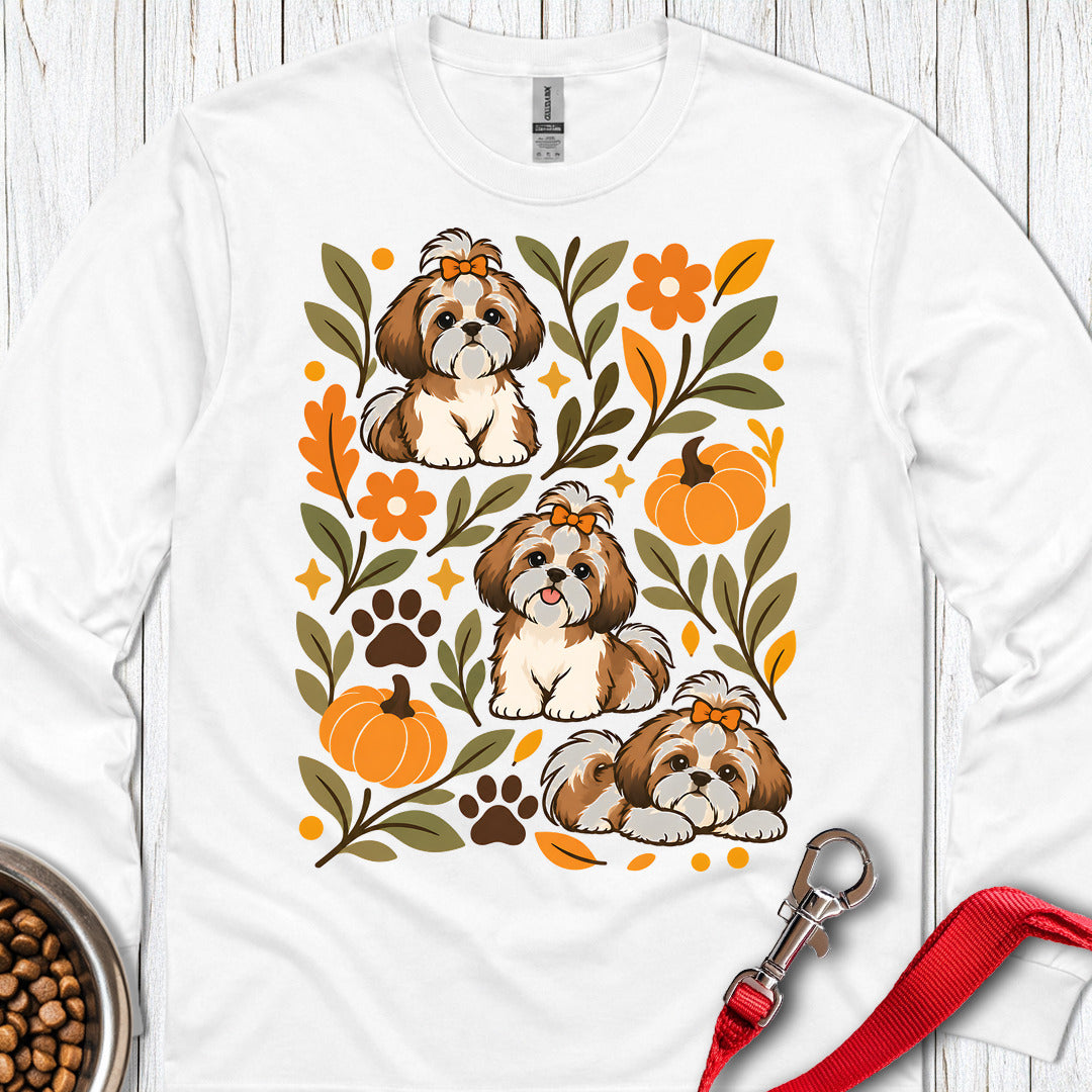Shih Tzu Fall Long Sleeve — White