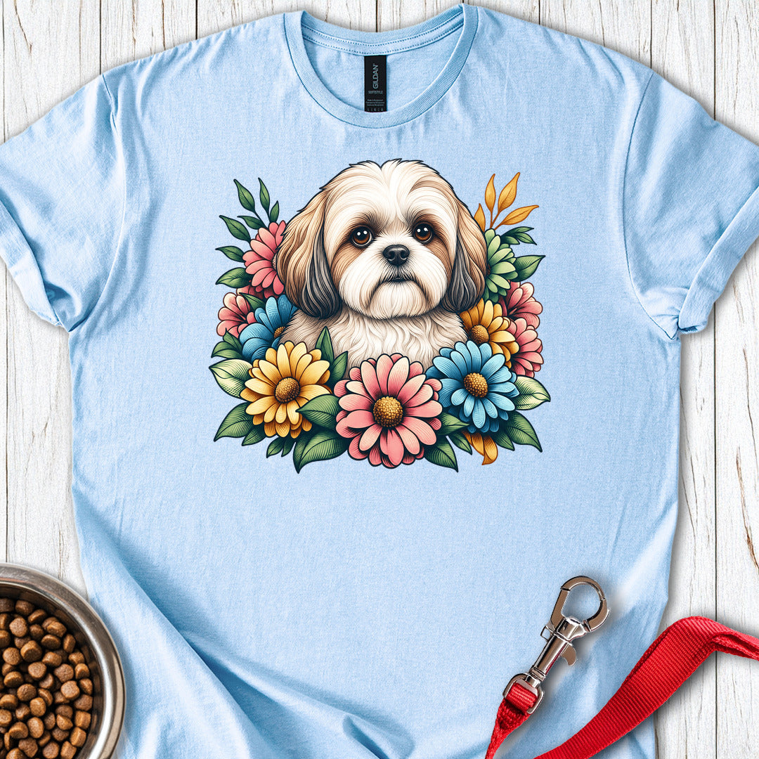Shih Tzu Flower Wreath — Light Blue
