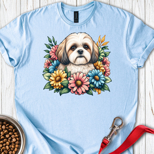 Shih Tzu Flower Wreath — Light Blue