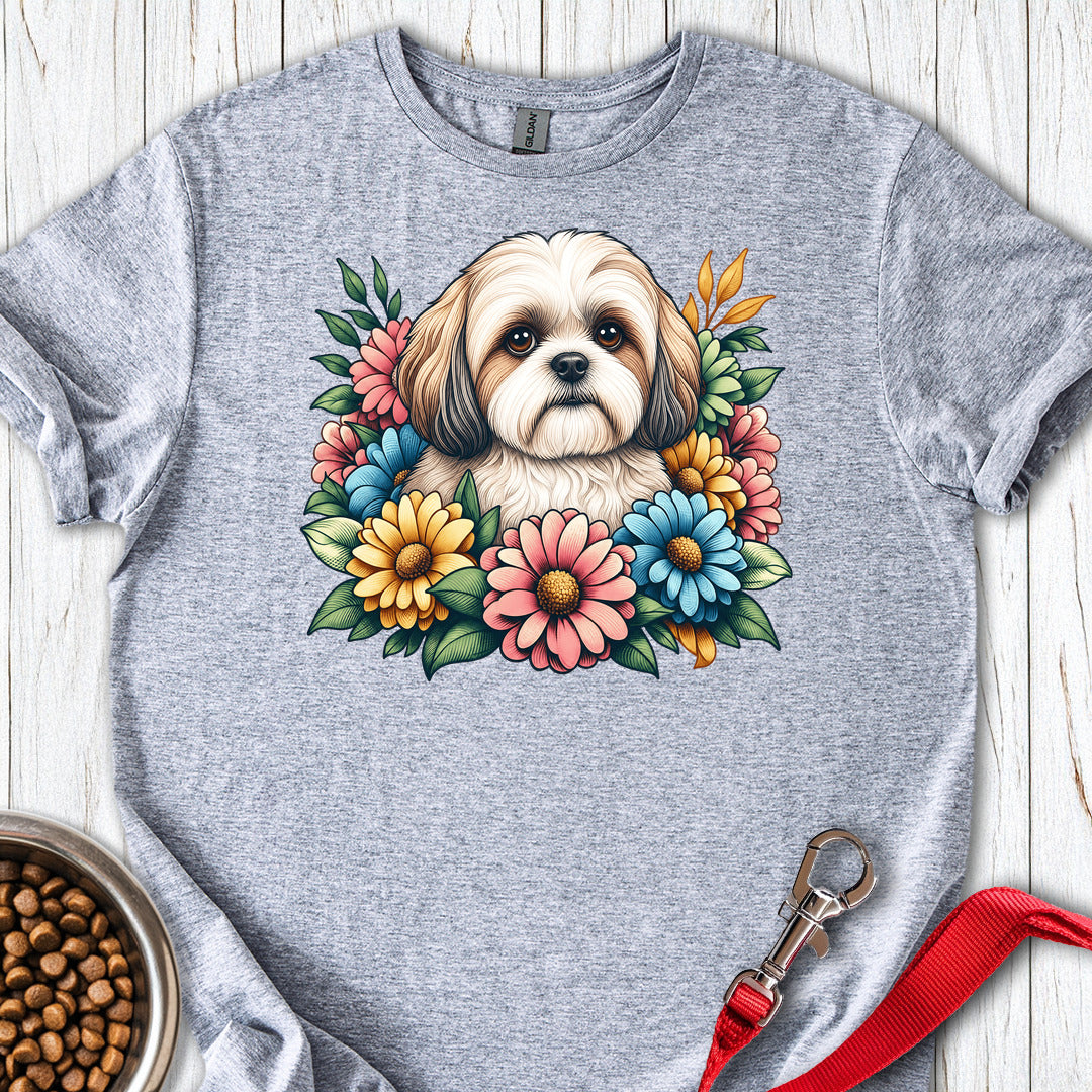Shih Tzu Flower Wreath — Sport Grey