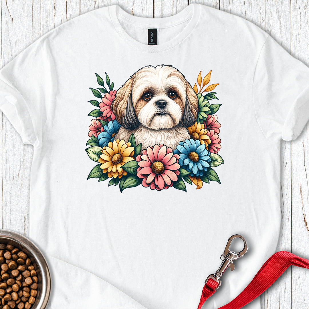 Shih Tzu Flower Wreath — White