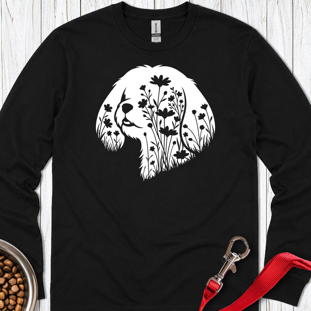 Shih Tzu Flowers Long Sleeve — Black