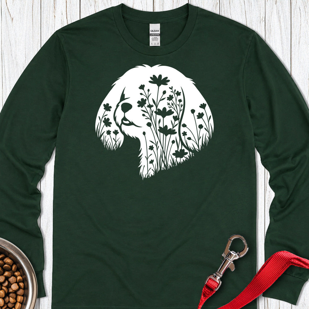 Shih Tzu Flowers Long Sleeve — Forest Green