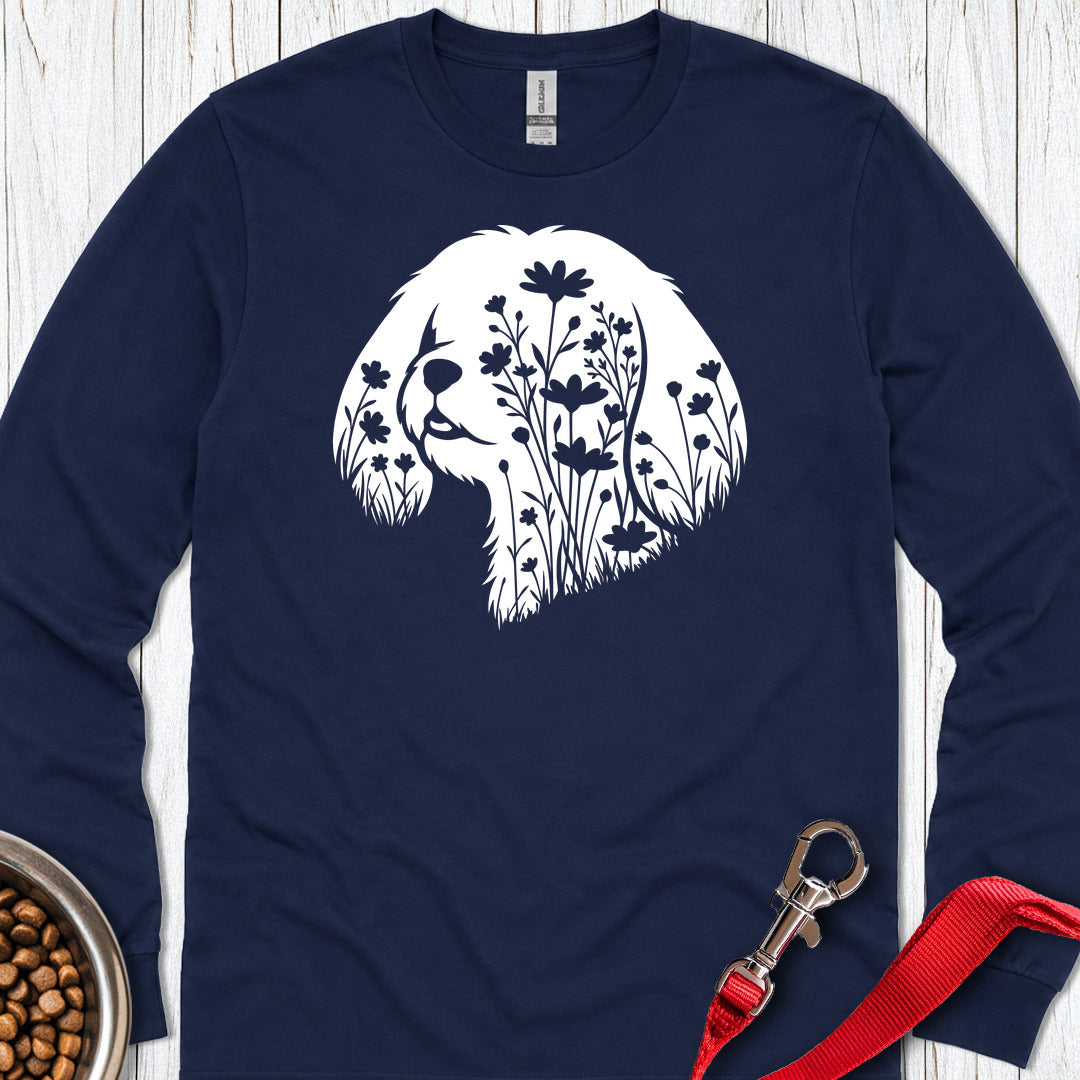 Shih Tzu Flowers Long Sleeve — Navy