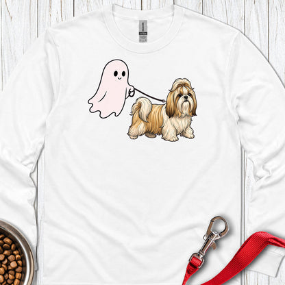 Shih Tzu Ghost Walk Long Sleeve — White
